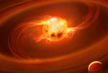氣體沿著磁場(chǎng)線(xiàn)到達(dá)年輕恒星