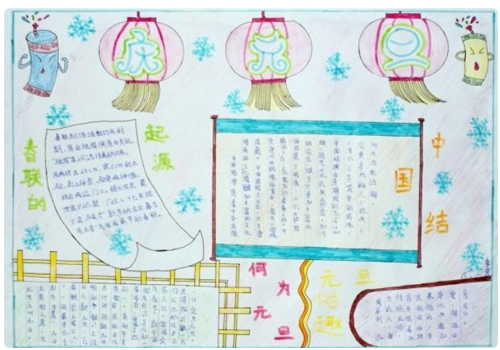 元旦海報手繪圖片