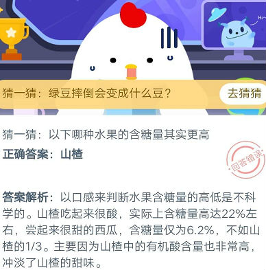 螞蟻莊園7月27日答案 以下哪種水果的含糖量其實(shí)更高?