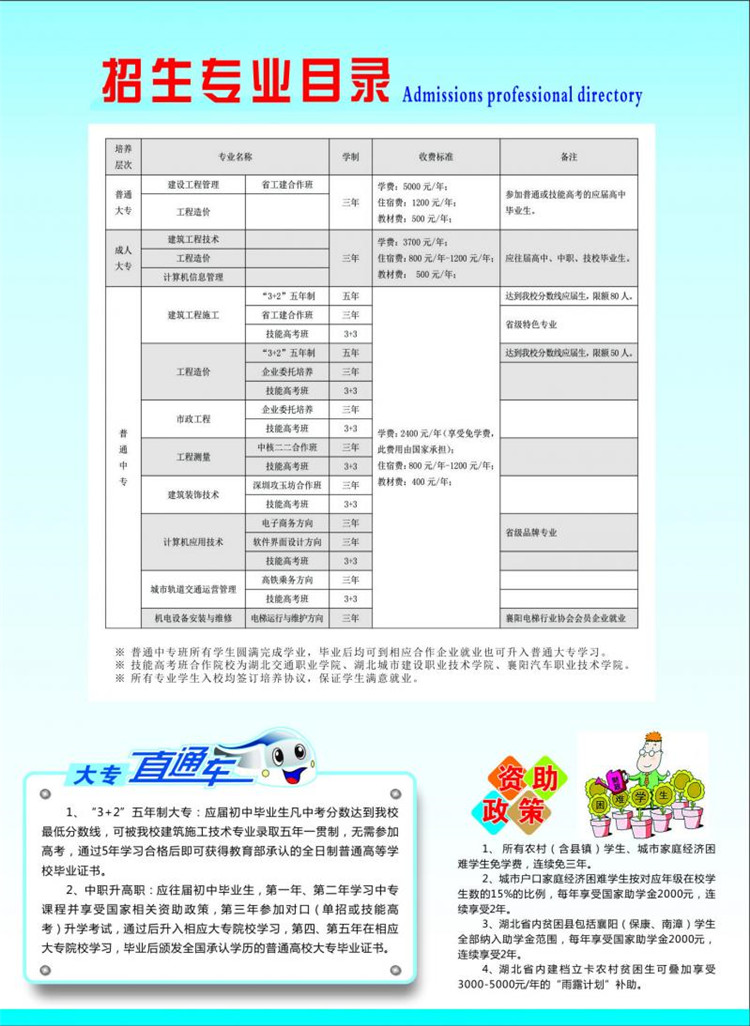 2018湖北省工業(yè)建筑學(xué)校招生計劃及簡章
