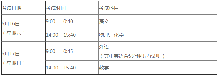 上海市中考具體時(shí)間安排