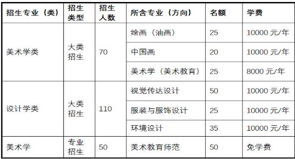 2021美術(shù)類招生計劃
