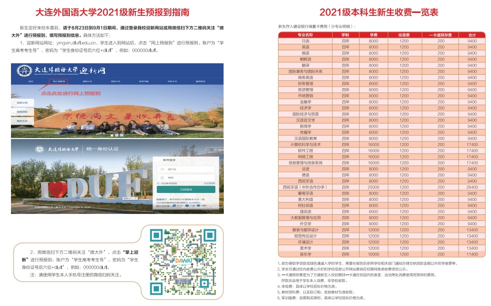 大連外國語大學新生入學須知
