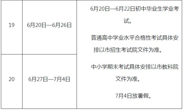 2021-2022十堰中小學校歷 暑假放假時間