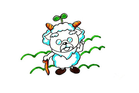 慢羊羊簡(jiǎn)筆畫(huà)步驟6