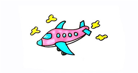 天空中的飛機(jī)簡(jiǎn)筆畫6