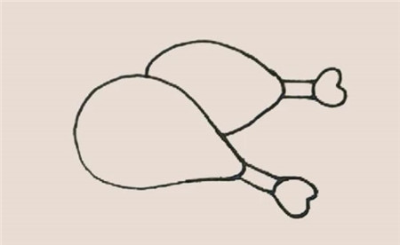 烤雞腿簡(jiǎn)筆畫(huà)步驟3