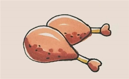 烤雞腿簡(jiǎn)筆畫(huà)步驟4