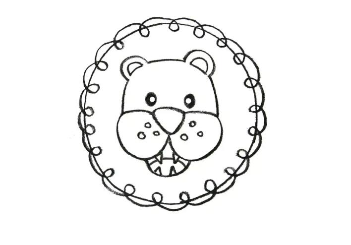 簡(jiǎn)單的獅子彩色簡(jiǎn)筆畫的畫法5