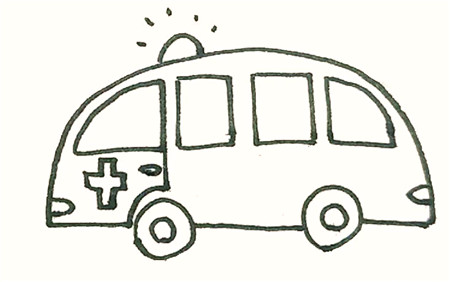 救護(hù)車簡筆畫怎樣畫3