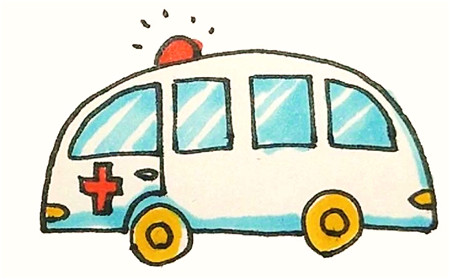 救護(hù)車簡筆畫怎樣畫4