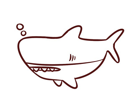 如何畫鯊魚簡筆畫步驟 幼兒園畫鯊魚的簡筆畫步驟4