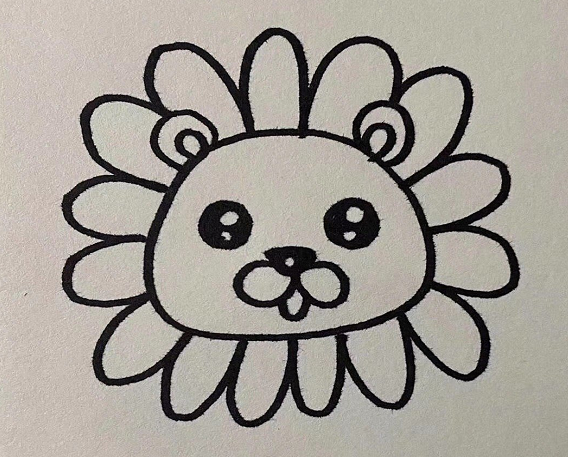 向日葵獅子簡筆畫圖片大全2