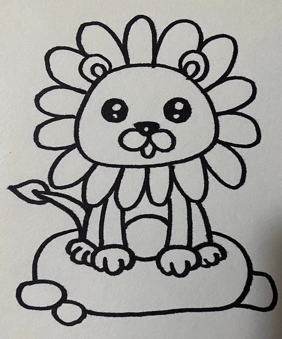 向日葵獅子簡筆畫圖片大全4