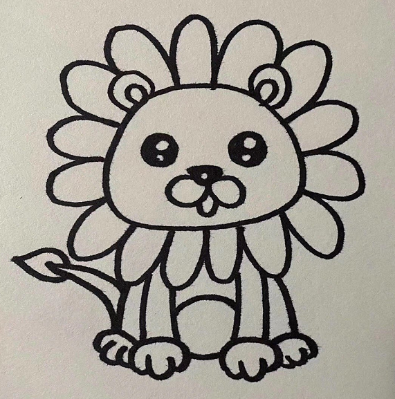 向日葵獅子簡筆畫圖片大全3