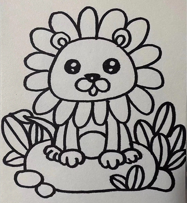 向日葵獅子簡筆畫圖片大全5