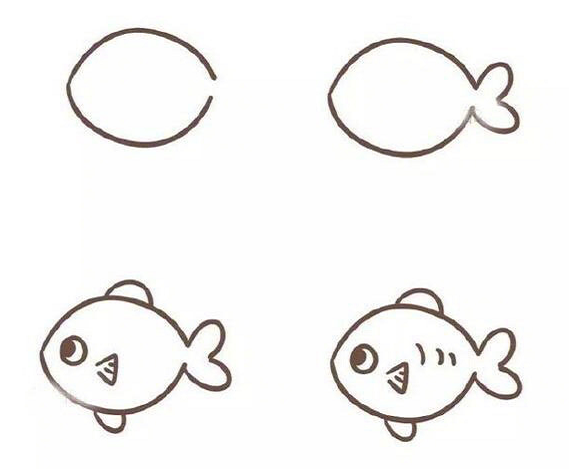 可愛(ài)的魚兒簡(jiǎn)筆畫圖片大全 魚兒的簡(jiǎn)筆畫怎么畫1