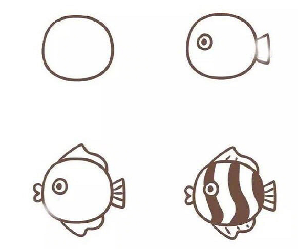 可愛(ài)的魚兒簡(jiǎn)筆畫圖片大全 魚兒的簡(jiǎn)筆畫怎么畫5