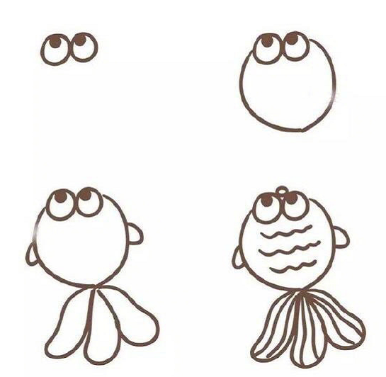 可愛(ài)的魚兒簡(jiǎn)筆畫圖片大全 魚兒的簡(jiǎn)筆畫怎么畫8