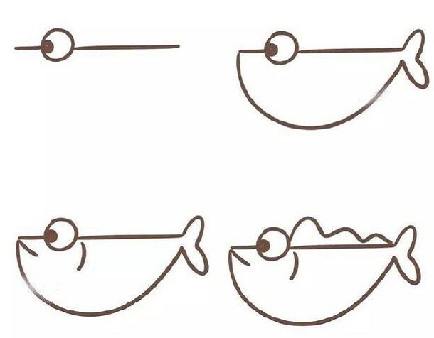 可愛(ài)的魚兒簡(jiǎn)筆畫圖片大全 魚兒的簡(jiǎn)筆畫怎么畫7