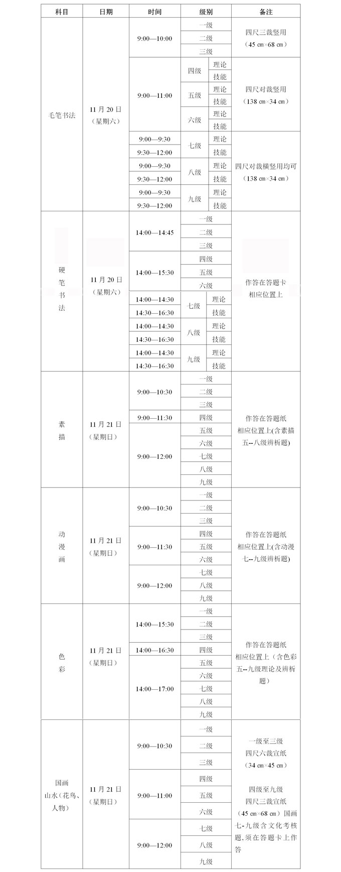 四川2021下半年書畫等級考試時間安排及考點設(shè)置