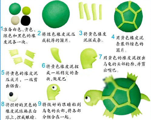 幼兒橡皮泥手工:可愛烏龜