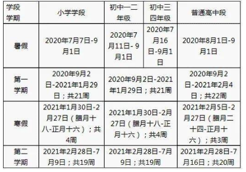 2021淄博中小學寒假放假時間