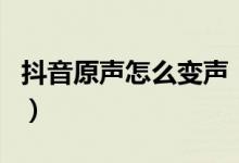 抖音原聲怎么變聲（抖音短視頻怎么設(shè)置變聲）
