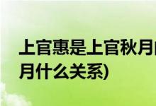 上官惠是上官秋月的什么人(上官惠和上官秋月什么關(guān)系)