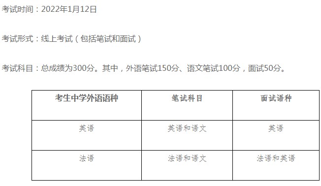2022年北京語言大學(xué)保送生考試時(shí)間安排