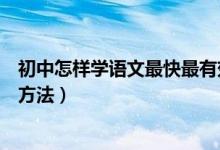 初中怎樣學語文最快最有效的方法（初中生學語文有什么好方法）