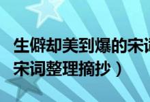 生僻卻美到爆的宋詞有哪些（生僻卻美到爆的宋詞整理摘抄）