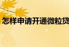 怎樣申請開通微粒貸（如何申請開通微粒貸）