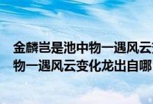 金麟豈是池中物一遇風(fēng)云變化龍的意思是啥（金麟豈是池中物一遇風(fēng)云變化龍出自哪）