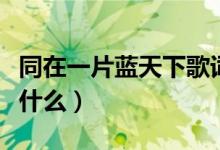 同在一片藍(lán)天下歌詞（同在一片藍(lán)天下歌詞是什么）