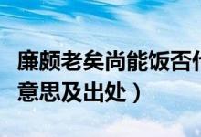 廉頗老矣尚能飯否什么意思（廉頗老矣是什么意思及出處）