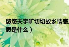 悠悠天宇曠切切故鄉(xiāng)情表達(dá)了（悠悠天宇曠切切故鄉(xiāng)情的意思是什么）