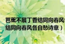 芭蕉不展丁香結(jié)同向春風(fēng)各自愁的作者是誰（芭蕉不展丁香結(jié)同向春風(fēng)各自愁詩意）
