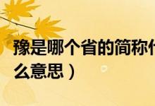 豫是哪個(gè)省的簡(jiǎn)稱什么（豫是哪個(gè)省的簡(jiǎn)稱什么意思）