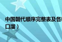 中國朝代順序完整表及各朝特征（中國朝代順序完整表及順口溜）