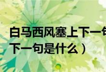 白馬西風(fēng)塞上下一句詩是什么（白馬西風(fēng)塞上下一句是什么）