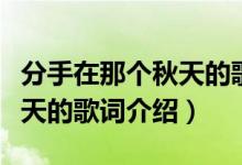 分手在那個(gè)秋天的歌詞是什么（分手在那個(gè)秋天的歌詞介紹）