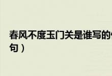 春風(fēng)不度玉門關(guān)是誰寫的什么詩（春風(fēng)不度玉門關(guān)是誰的詩句）