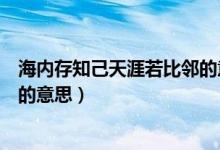 海內(nèi)存知己天涯若比鄰的意思視頻（海內(nèi)存知己天涯若比鄰的意思）