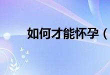 如何才能懷孕（這樣可以快速懷孕）