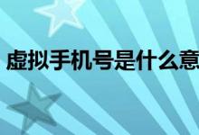 虛擬手機(jī)號是什么意思（虛擬手機(jī)號的意思）