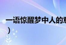 一語(yǔ)驚醒夢(mèng)中人的意思（一語(yǔ)驚醒夢(mèng)中人意思）