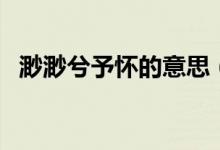 渺渺兮予懷的意思（渺渺兮予懷什么意思）