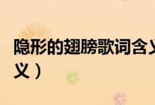 隱形的翅膀歌詞含義（歌曲隱形的翅膀歌詞含義）