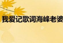 我愛記歌詞海峰老婆（我愛記歌詞海峰介紹）
